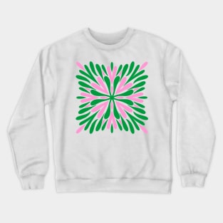 Modern Symmetry Petals - Green and Pink Crewneck Sweatshirt